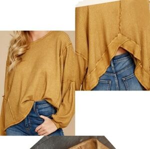 Mustard Seed Open Back Waffle Top
